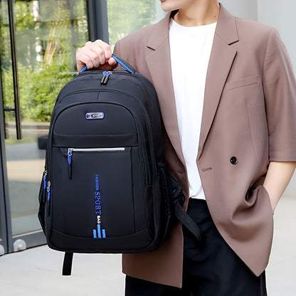 Large Capacity Waterproof Travel Backpack for Men - Durable Nylon, Adjustable Straps, Multi-Compartment Business and School Bag, Black, Backpack for Travel