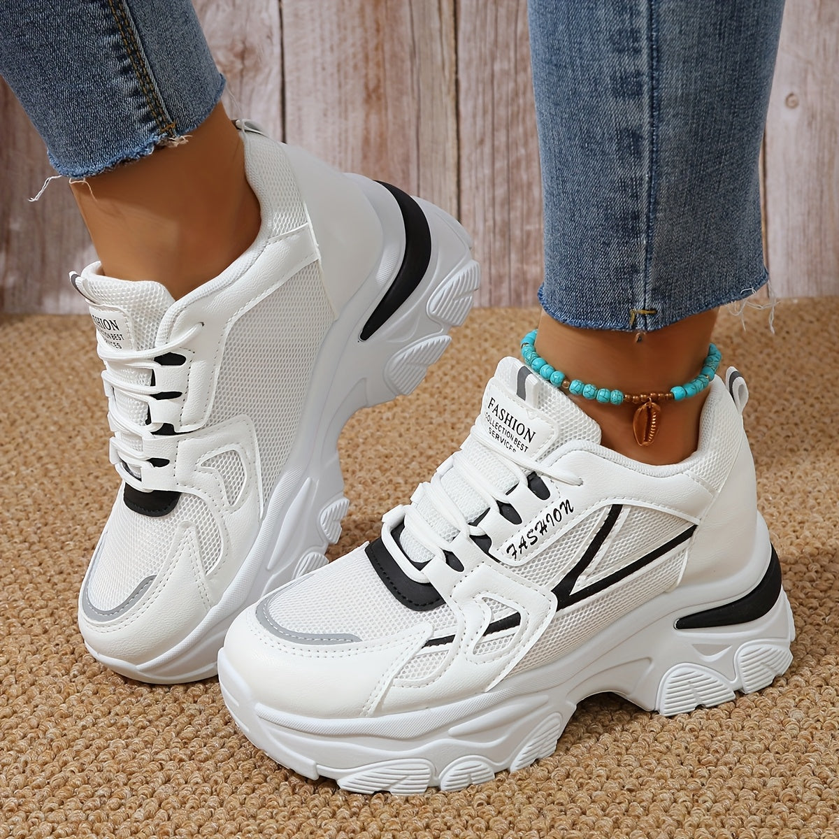 Women'S Fashion Sneakers 2024 - Breathable Mesh, All-Season Low Top Lace-Up Sports Shoes with Plain Toe, Man-Made Upper, Fabric Inner, Faux Sole, and Durable Insole