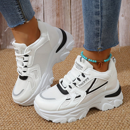 Women'S Fashion Sneakers 2024 - Breathable Mesh, All-Season Low Top Lace-Up Sports Shoes with Plain Toe, Man-Made Upper, Fabric Inner, Faux Sole, and Durable Insole