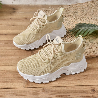 Կանացի առօրյա սպորտային կոշիկներ՝ շնչող գործվածքից վերնամասով, ռետինե ներբանով, ցածր գագաթով, պարզ մատով, բոլոր եղանակների հարմարավետ կոշիկներ, առօրյա հագուստ | Ժամանակակից առօրյա ոճ | Շնչող գործվածքից սպորտային կոշիկներ