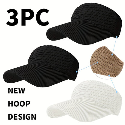 3-Pack Breathable Knit Beanies with Wave Pattern for All-Season Wear