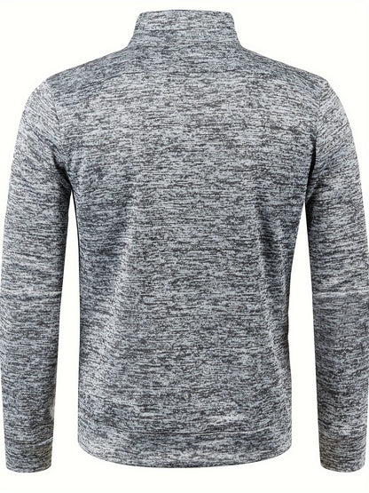 Elegant Mid Stretch Cardigan, Men's Casual Full Zip Up Cardigan Sweater Coat For Fall Winter