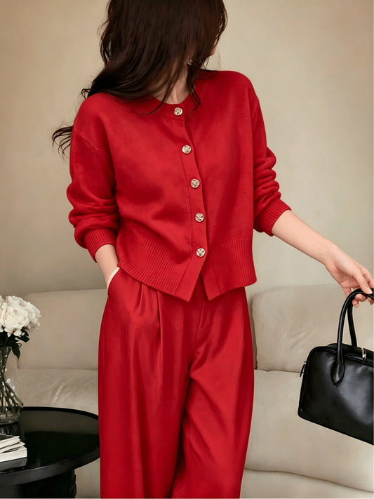 Women's Cozy Viscose Cardigan with Floral Button Detail