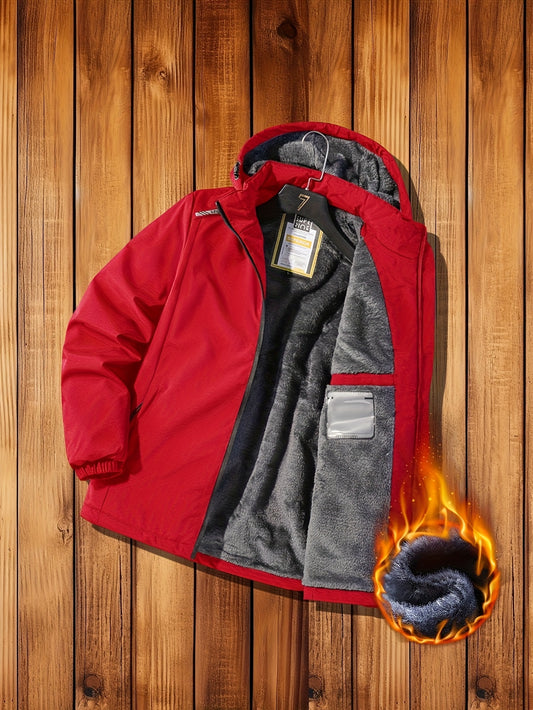 Men'S Fleece Jacket - Full-Zip Hooded Coat with Zippered Pockets, All-Season Lightweight Outerwear for Gym, Hiking, Everyday - - Easy-Care Polyester Jacket for Teens & Adults, Gym Apparel, Sporty Design, Durable Fabric, Activ