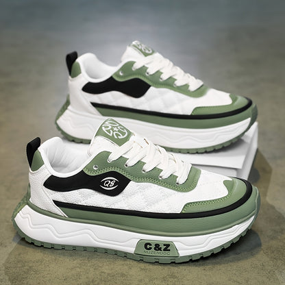 Men's Casual Lace-Up Athletic Shoes with Thick Non-Slip Sole
