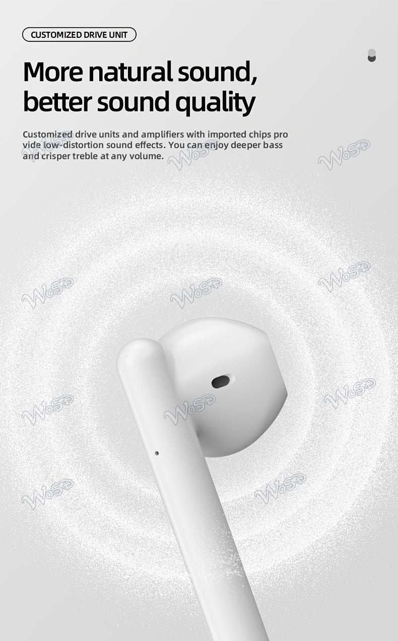 Wosd 2025 New TWS Wireless Earbuds - Unmatched True Wireless Convenience with Ergonomic Design for Maximum Comfort And High-Fidelity Sound Featuring Dolby Bass, ACC Stereo HD Calling - Perfect for Android And Iphone Users, Gr