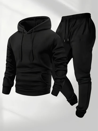 Men's Casual 3-Piece Polyester Sportswear Set with Hoodie