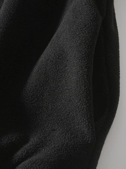 1pc Men'S Casual Sports Fleece Jacket - Solid Color Polyester Knit with Slight Stretch, Stand Collar, Long Sleeve, Regular Fit, Zipper Closure, Daily & Casual Wear