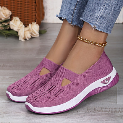 Women’s Lightweight Knit Sneakers with Cut-Out Design, All-Season