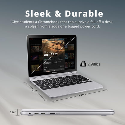 Samsung Chromebook plus V2 2-In-1 12.2" WUXGA LED Touchscreen Laptop, Intel Celeron 3965Y, 4GB RAM, 64GB Emmc, 2 Cameras, Stylus Pen, Island-Type KB, Wi-Fi 5, Chrome OS, Silver, 32GB USB Card