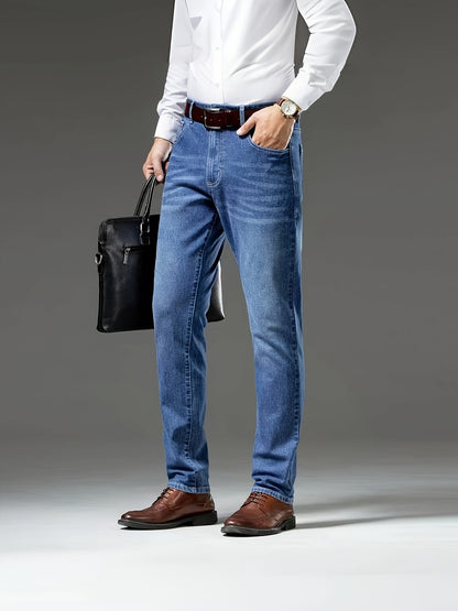 Նոր աշնանային թեթև Business Casual տղամարդկանց ջինսեր, նորաձև բարակ երկար տաբատ՝ առաձգական գործվածքով: