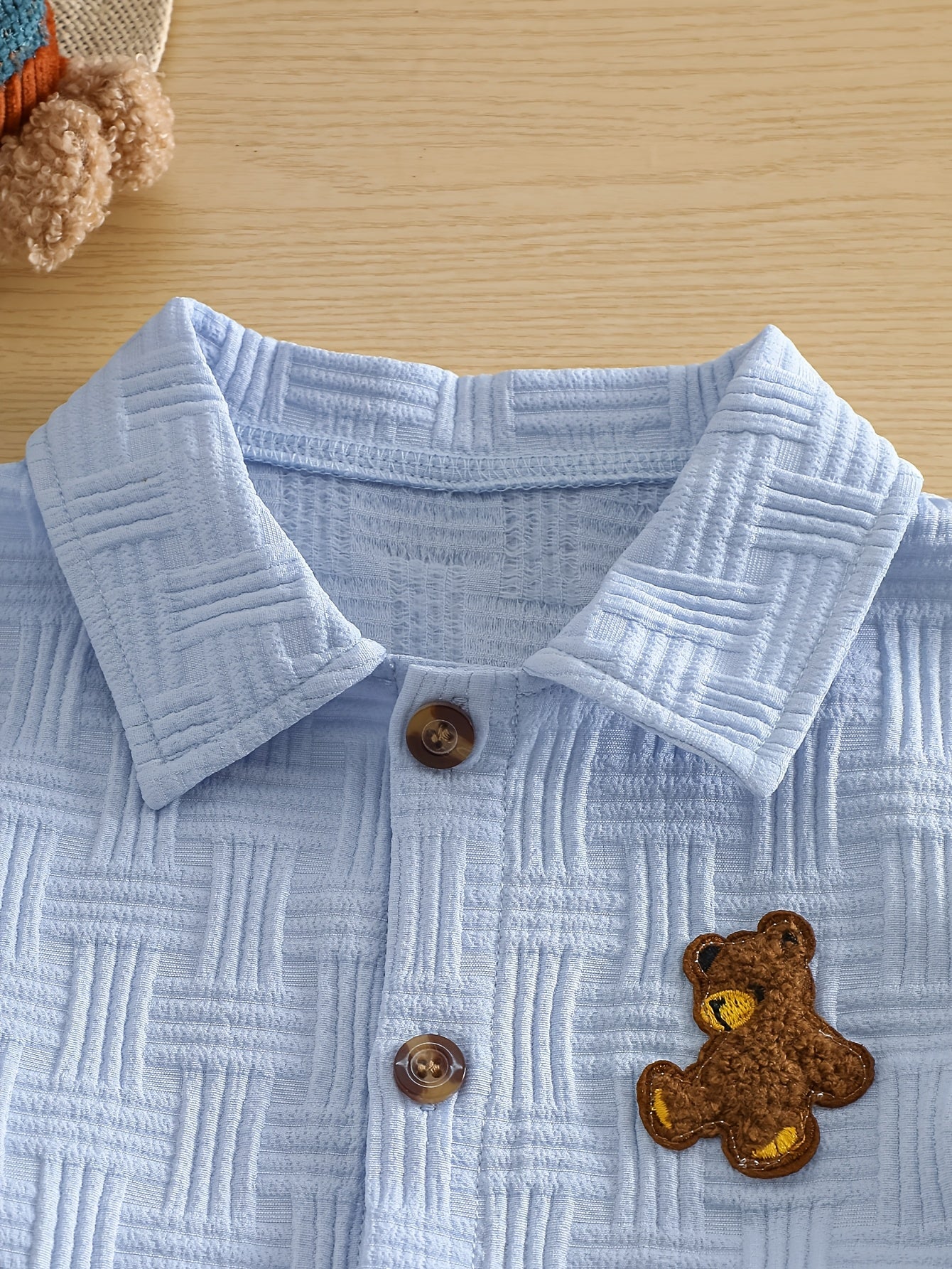 Baby Boy Spring/Summer 2-Piece Shirt & Shorts Set with Bear Applique