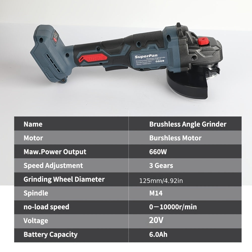 Professional Brushless Lithium Battery Angle Grinder 125mm Wheel