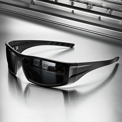 Polarized Sports Sunglasses with Black Full Rim Frame for Men & Women