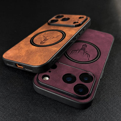 Retro Faux Leather iPhone 18 Pro Max Case with Magnetic Wireless Charg