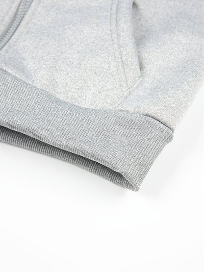 2 հատ տղաների համար նախատեսված բրդյա աստառով գլխարկով սվիտեր + առօրյա տաբատների հավաքածու, միագույն երկարաթև, կայծակաճարմանդով վերնաշապիկ՝ միջին ձգվողության տաք գործվածքից, աշուն/ձմեռ սեզոնի համար, իդեալական է