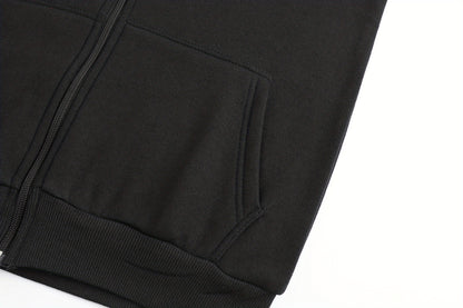 Men'S Red Fleece Zip-Up Hoodie - Cozy Fall & Winter Casual Jacket with Front Pockets, Long Sleeves, and Drawstring Hood, Hooded Sweatshirt, Autumn Outerwear, Durable Fabric