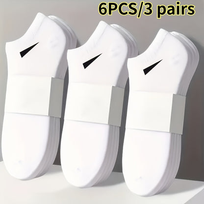 6pcs/3pairs Men's Heavy-Duty Thickened Arch Support Socks - No-Show Low-Cut Suitable for Casual & Formal Wear, Fitness, Travel - Black/White/Gray Sole & Toe, Hand Wash Only - Unisex Basic Short Sock Gift Set for Daily Use, Du - ayq