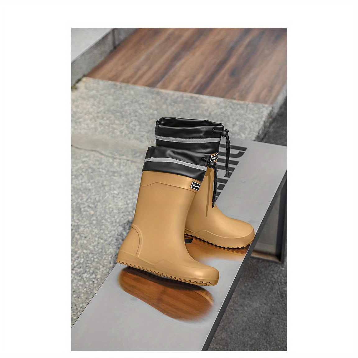 Men's All-Season PU High-Top Slip-On Motorcycle Boots