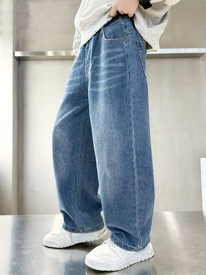 Boys' Cotton Blend Straight Leg Jeans for Spring & Fall