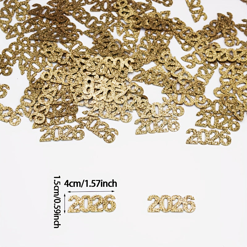 50 Glittering Golden 2026 Confetti - Elegant Numbered Party Decorations for New Year's Eve, Holiday Paper Scatterings, Christmas and Celebration Tabletop Accents. Perfect as Tablescape Dispersal or Wall & Floor Décor – Ide