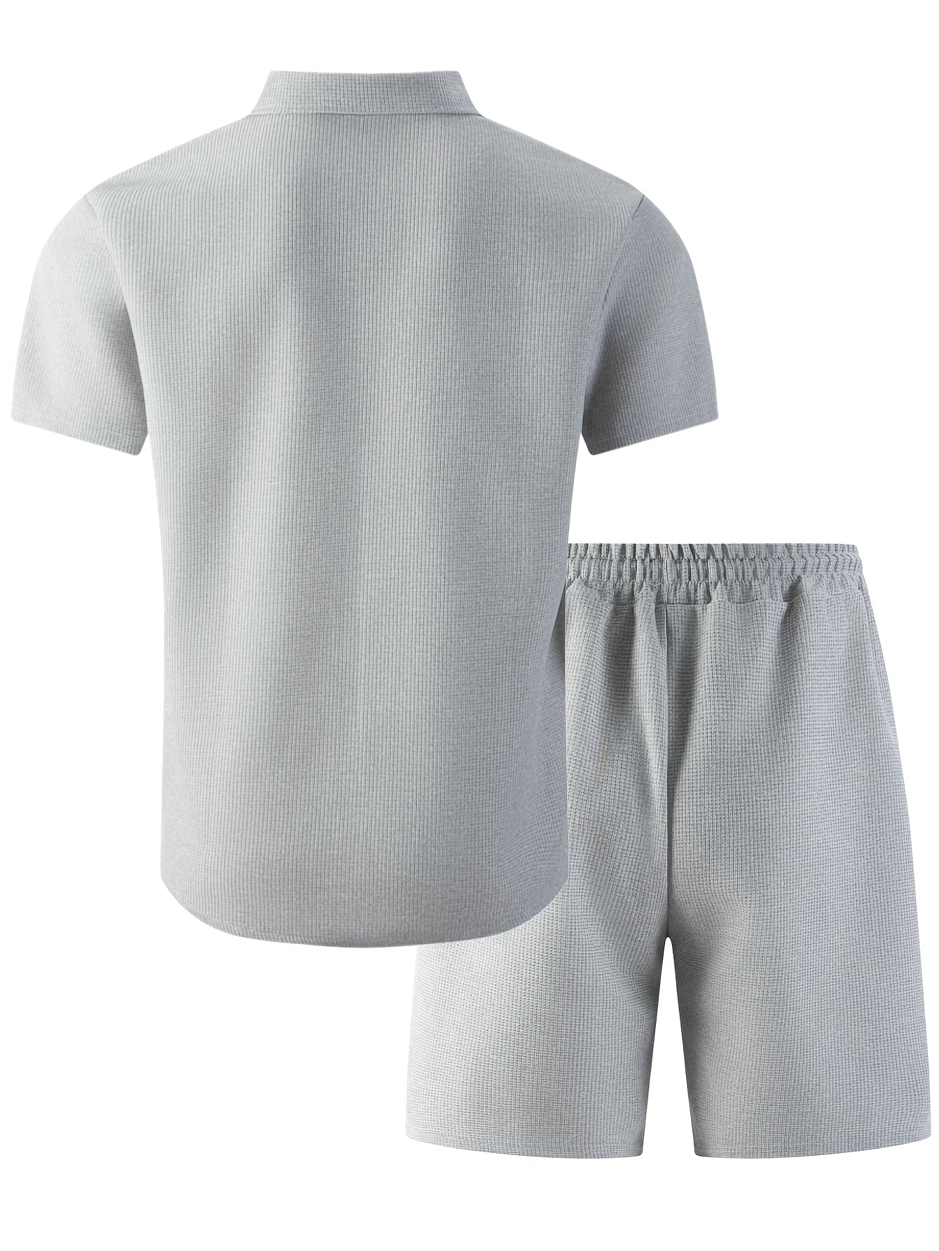 Men's Casual 3-Piece Set: Waffle Knit Shirt, Shorts & Pants