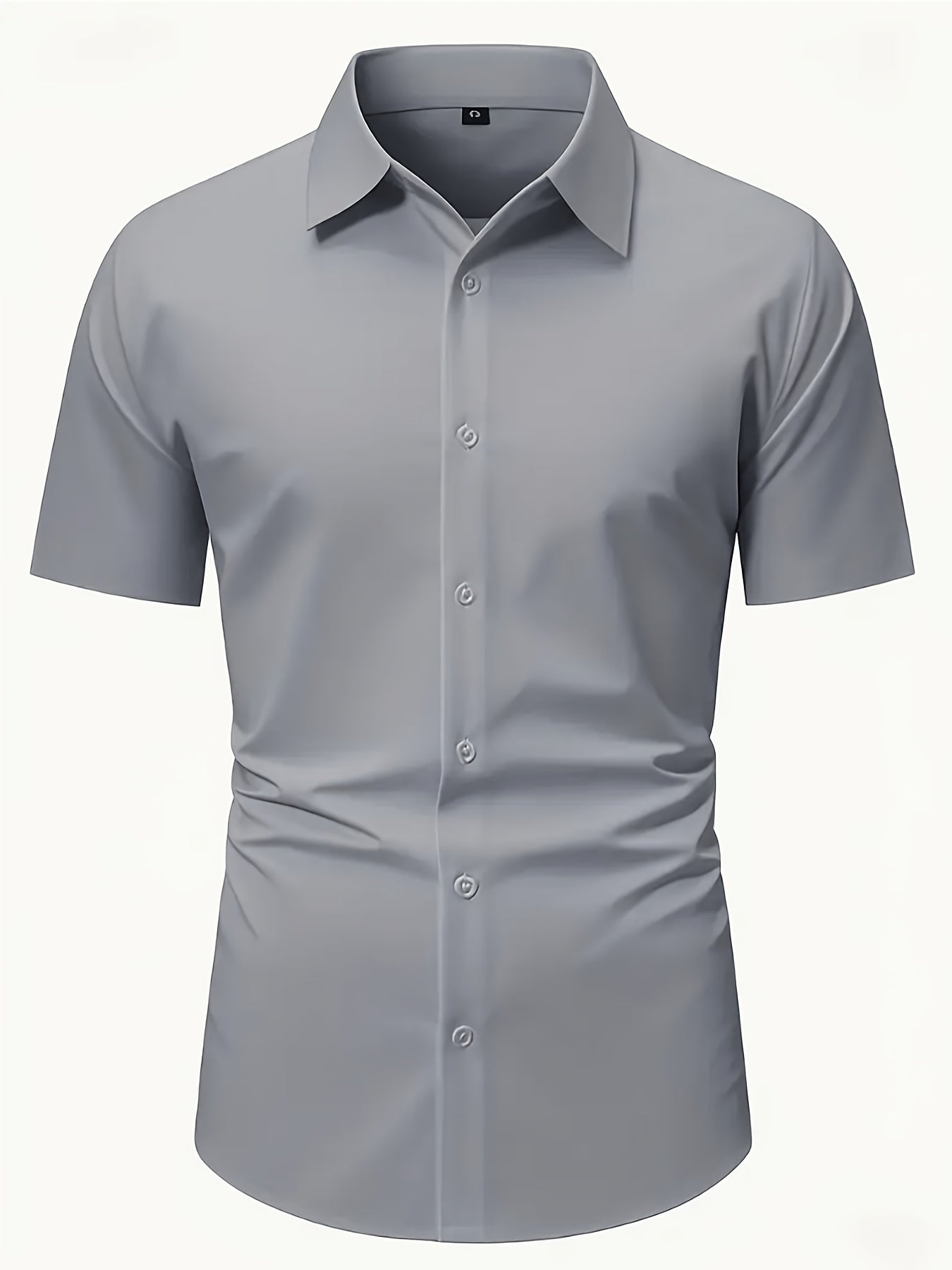Men’s High-Stretch Lapel Short-Sleeve Shirt for Summer Casual