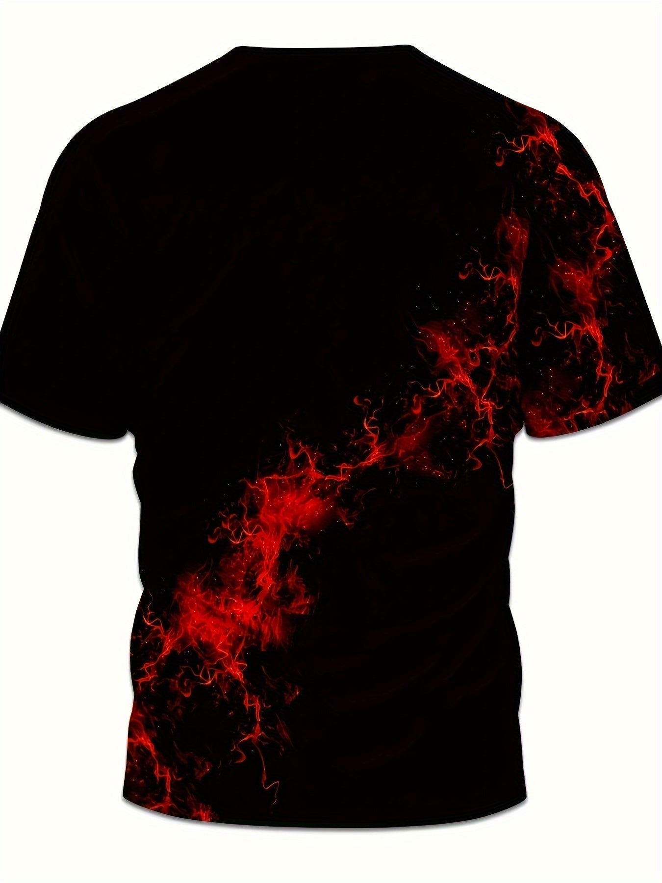 Men'S 3D Print Red  Black Flame Graphic T-Shirt - Casual Short Sleeve Crew Neck Tee with Mesh Fabric, All-Season Outdoor Shirt for Adults, Everyday Tshirt   Bold Graphic Tee   Mesh Fabric Shirt