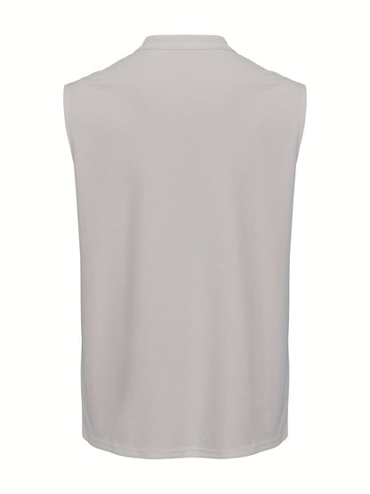 Men's Sleeveless V-Neck Shirt with Quarter Zip - Lightweight Summer To