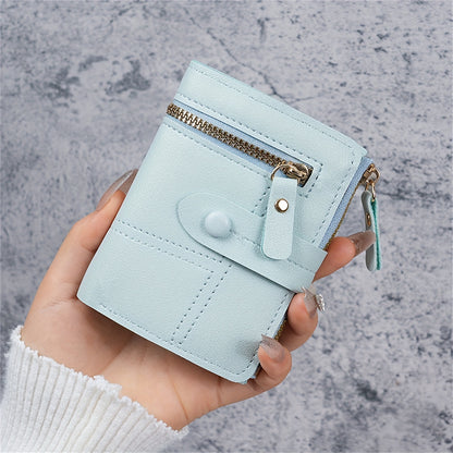 New Women'S Short Two-Fold Coin Purse for Storing Bank Cards, Credit Cards, And Multiple Card Slots with a Zipper Wallet.
