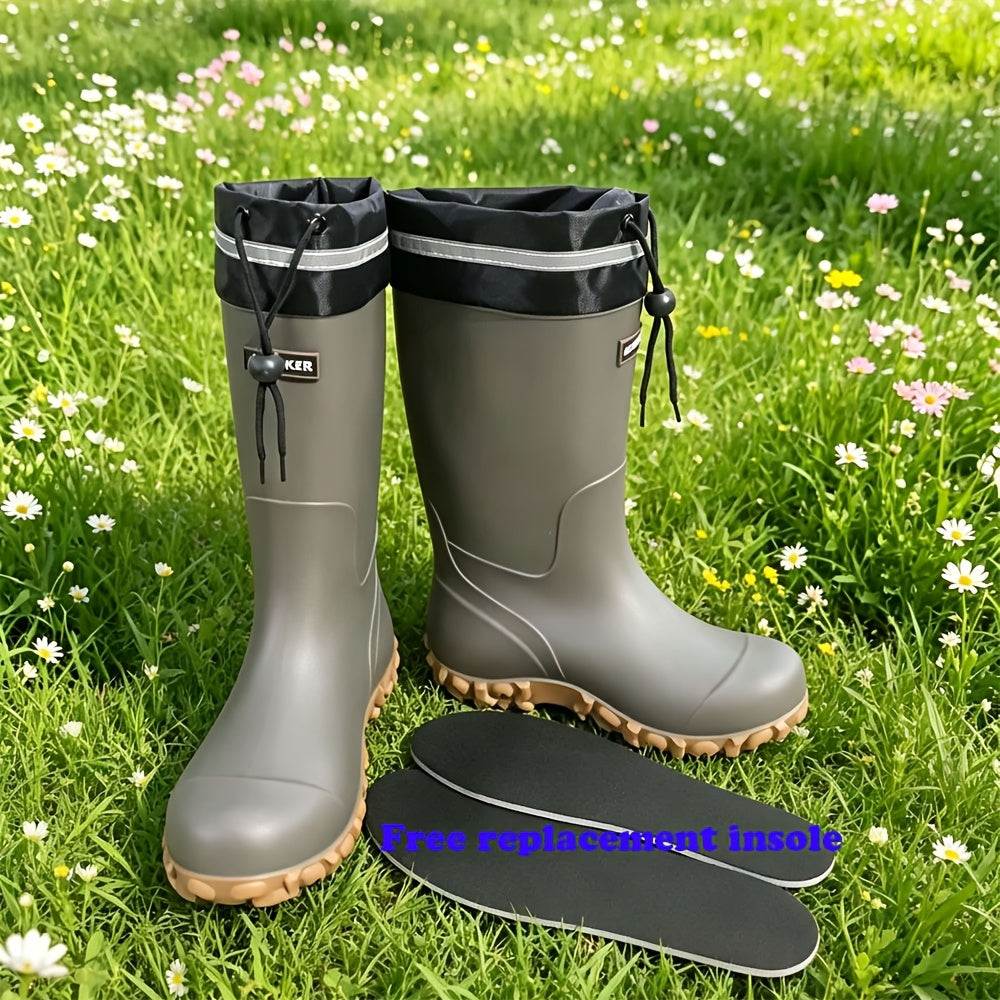 Waterproof PVC Rain Boots with Spare Insole and Anti-Slip Sole