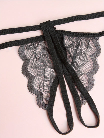 Sexy V-Neck Lace Floral Sexy Lingerie Bra Crotchless Panties, Women'S Sexy Lingerie, Free-To-Take Three-Point Lingerie Set, Suitable for Halloween, Christmas, Thanksgiving, Valentine'S Day, Give Gifts to Girlfriends And Surpr