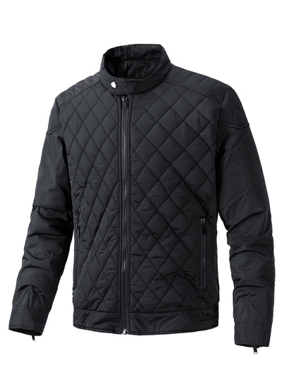 Men's Lightweight Padded Jacket with Stand Collar - Slim Fit