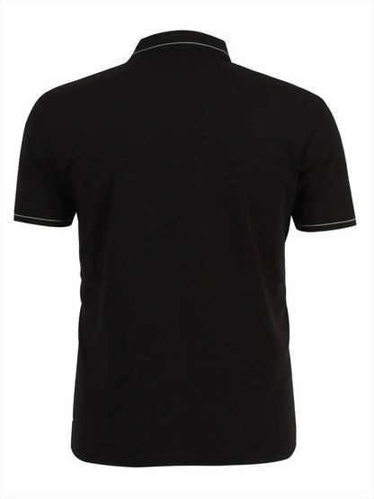 BOOS letter print, 1 premium Men's shirt, polyester fabric, regular fit, turn- collar top, summer short sleeve T-shirt, birthday gift, inner or outer wear, outdoor casual, sportswear, business casual, stylish and breathable, - ayq