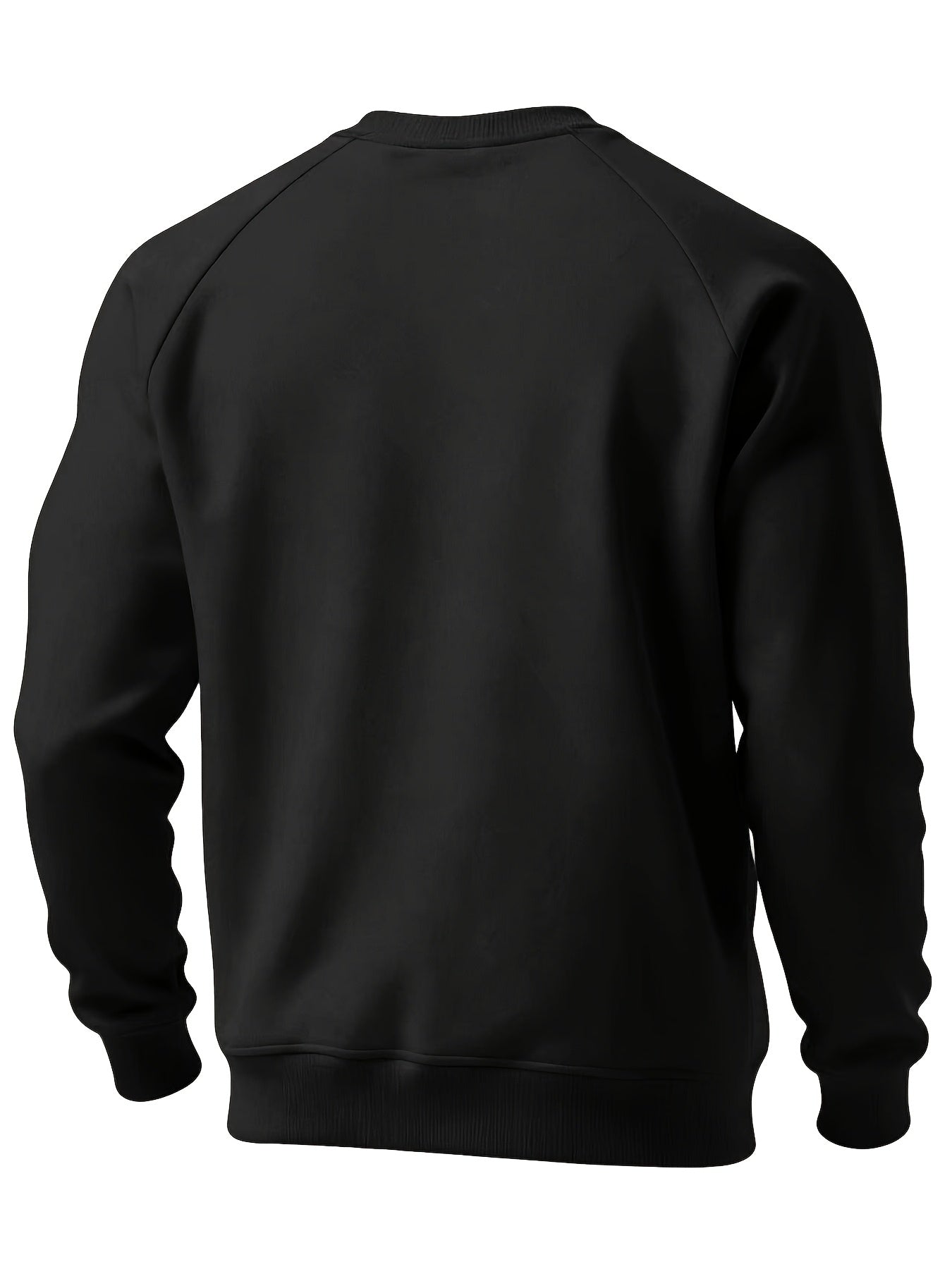 Men's Casual Crew Neck Black Print Sweatshirt for Spring/Fall