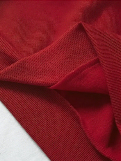 -Lined Women's Crewneck Pullover, Casual Printed Versatile Sweatshirt, Multiple Colors Available