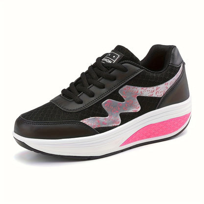 Women's Light Blue Breathable Mesh Sneakers - Air-Cushioned, Thick-Soled Sneakers with Sport Control  Lace-Up Design for All Seasons