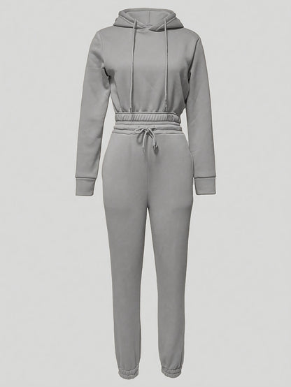 Women's Casual Hooded Sweatshirt & Drawstring Pants Set for Fall/Winte - ayq