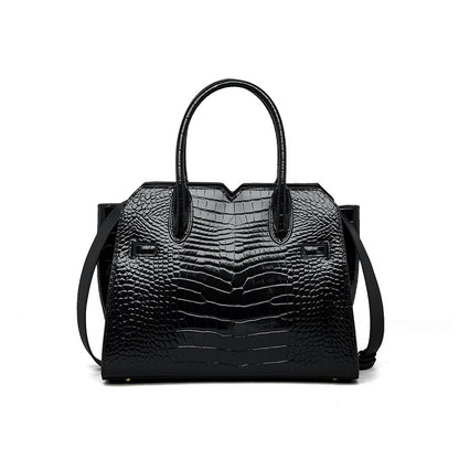 Elegant Crocodile-Pattern Leather Women's Tote & Crossbody Bag