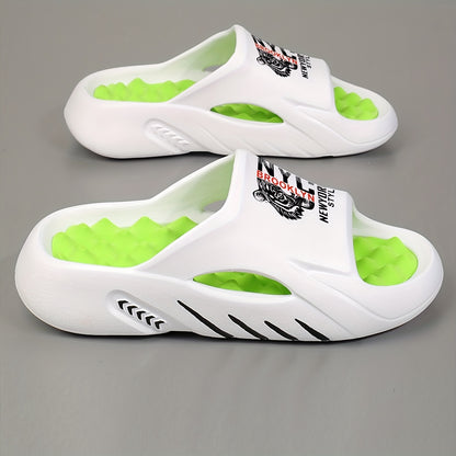 Men's Fashion Cartoon Print Lightweight Indoor Slippers, Trendy Unisex Couple Daily Casual Sports and Beach Vacation Shoes, Wear-Resistant EVA Structure Suitable for Multiple Scenarios, Casual Shoe Style, Soft Cushioning, Ver - ayq