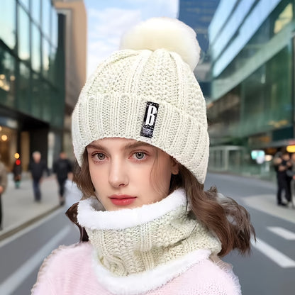 Նոր տարվա ակրիլային տրիկոտաժե գլխարկ՝ պոմպոններով և համապատասխան շարֆով - շնչող, առաձգական, ջերմային տրիկոտաժե գլխարկ և պարանոցի տաքացուցիչ կանանց համար՝ կոճակով փակվող - ձեռքով լվացվող