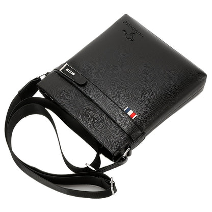 Men'S Stylish Black Crossbody Bag with Adjustable Strap, Multiple Compartments  Zipper Closure - Lightweight for Daily Commute, Travel, and Work Trips, Travel Bag, Versatile Shoulder Bag, Textured Finish