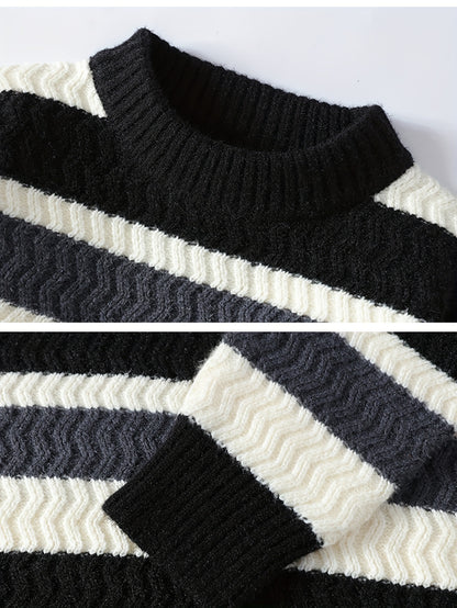 Տղամարդու հաստ տաք սվիտեր - երկար թևքերով, կլոր վզով, ուղղահայաց շերտերով, կանաչ գույնով / - հարմարավետ աշուն/ձմեռ սվիտեր ամենօրյա և պաշտոնական հանդերձանքի համար, տրիկոտաժ, ձմեռային հագուստ, դասական տրիկոտաժ, կողավոր հյուսվածք, ամենօրյա հագուստ, ոճավորում