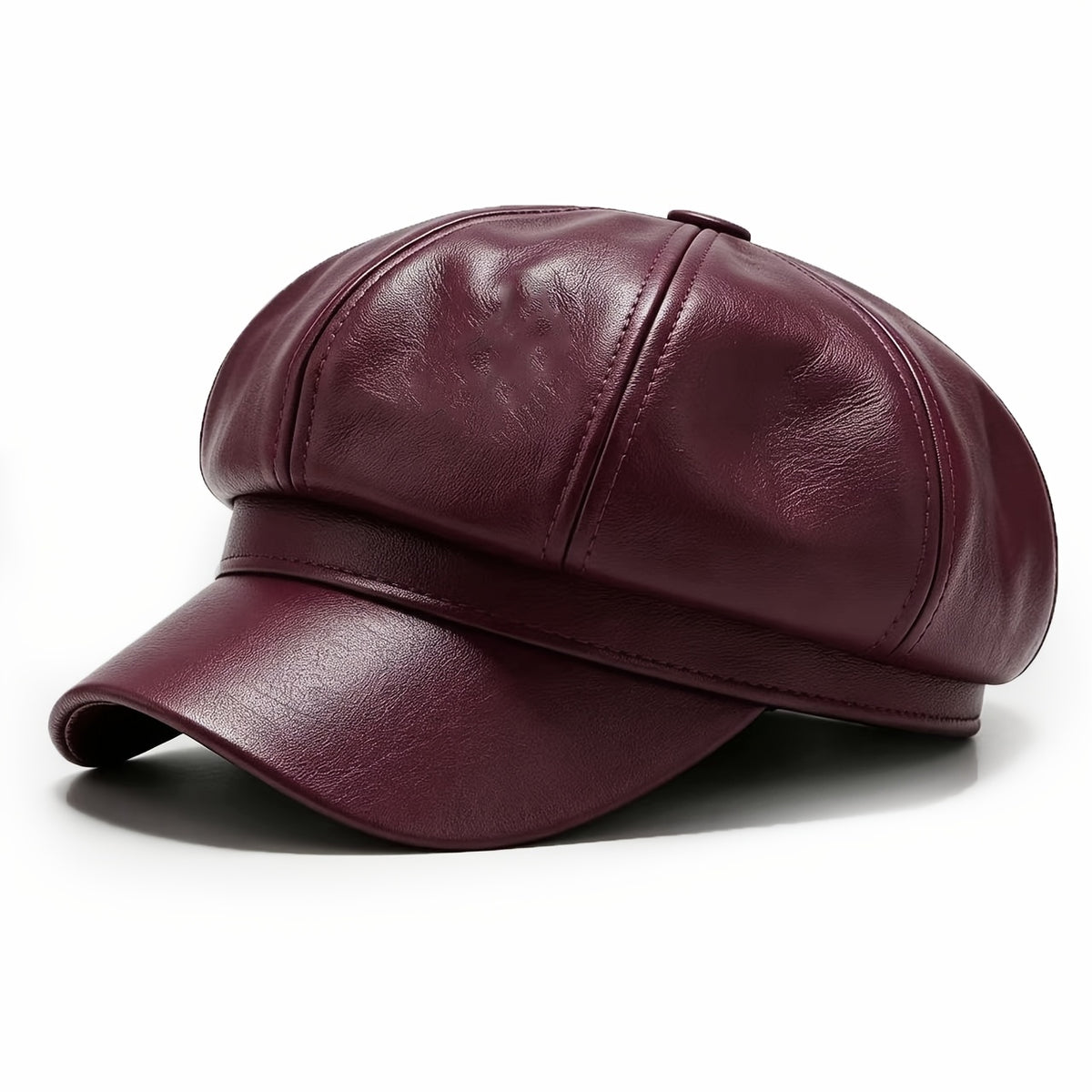Vintage Unisex Octagonal Painter's Hat - PU Leather Newsboy Cap