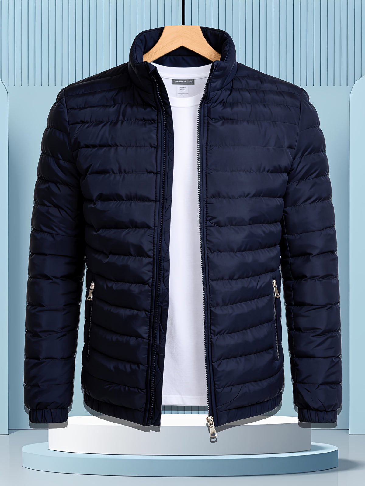 Men's Winter Softshell Jacket with Stand Collar and Zipper