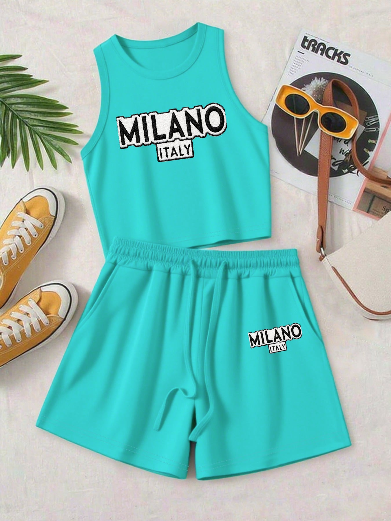 Casual Women's Two-Piece Set with Printed Top & Shorts