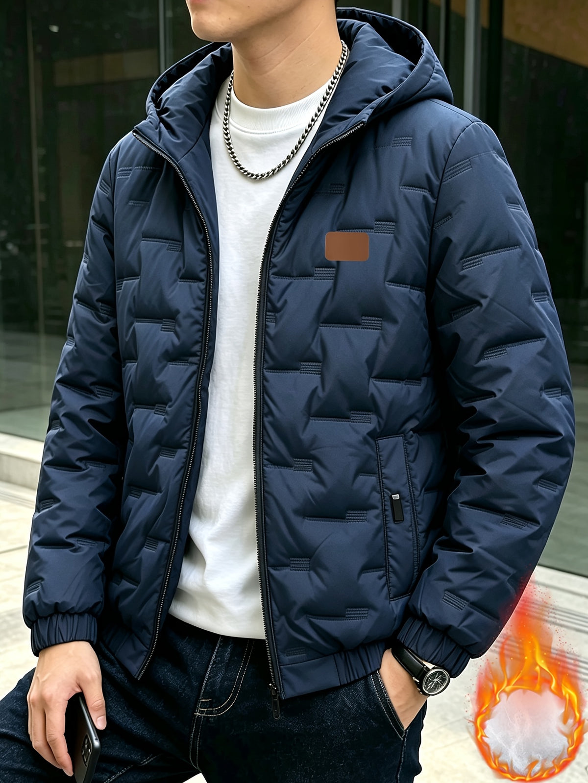 Men's Hooded Zipper Jacket for Fall Winter Outdoor Sports