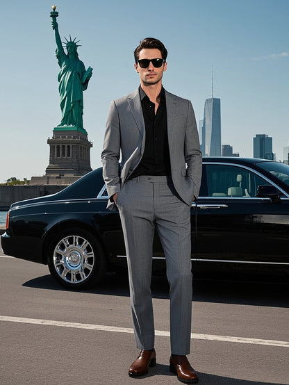 Men'S Formal Suit Set Featuring a Two-Button Lapel Jacket And Trousers. A Simple, Comfortable, And Classic Outfit for Adult Males, Suitable for Professional Office Wear, Elite Business Attire, And High-End Casual Suits. Ideal