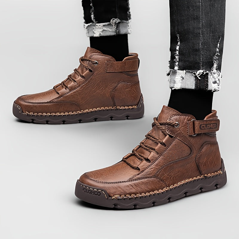Men's Business Casual High-Top Boots with Rubber Sole