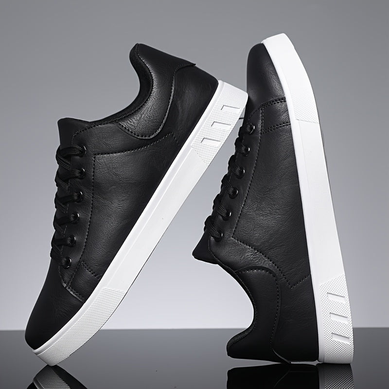 Men's Casual Lace-Up Sneakers with Durable Soft Sole, All-Season